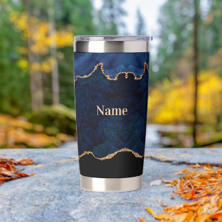 Gourde Isotherme Geode Blue Gilded