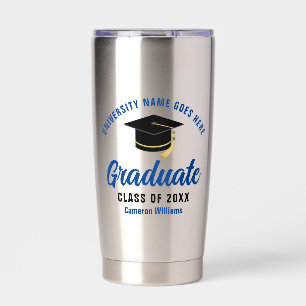 Gourde Isotherme Graduation personnalisée Blue Graduate Name Cadeau