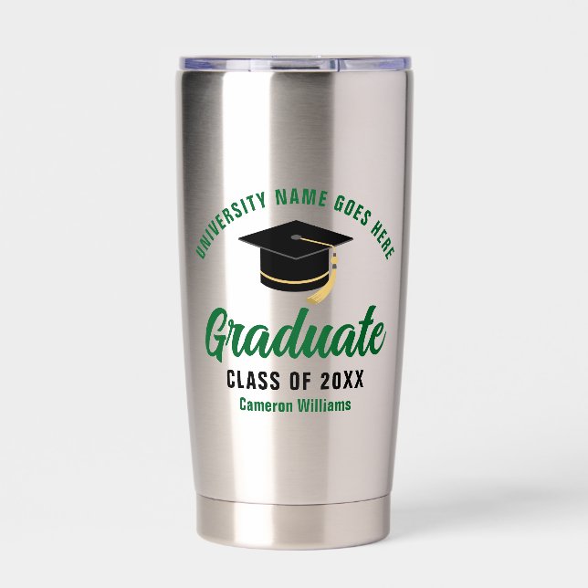 Gourde Isotherme Graduation personnalisée Green 2025 Graduate (Extérieur)