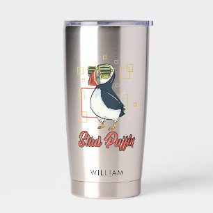 Gourde Isotherme Illustration d'oiseau de mer Puffin Stud Personnal