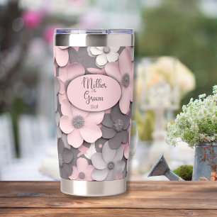 Gourde Isotherme Joli pavot rose-gris 3D pavois Mère de la salle
