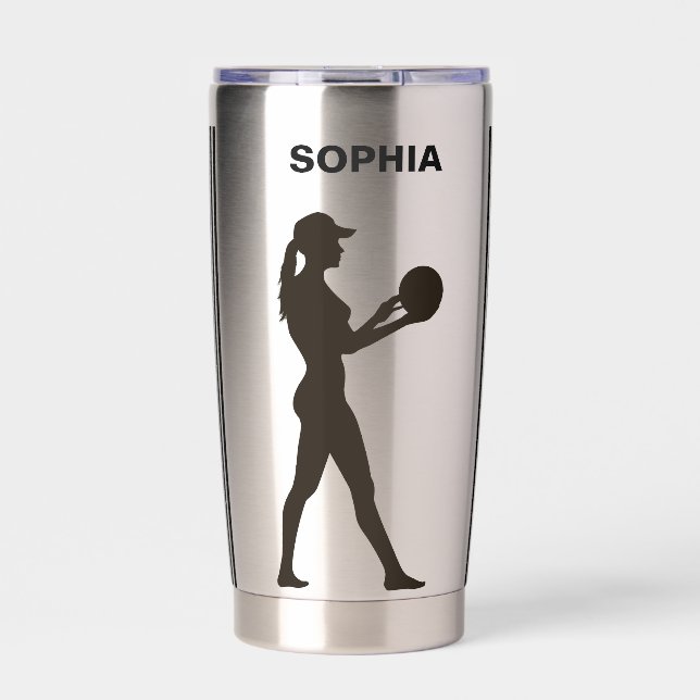Gourde Isotherme Joueuse de volley, fille de sport (Extérieur)
