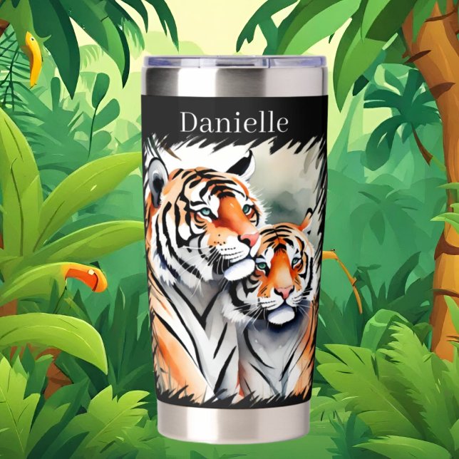 Gourde Isotherme jungle des amoureux du tigre cool (Créateur téléchargé)