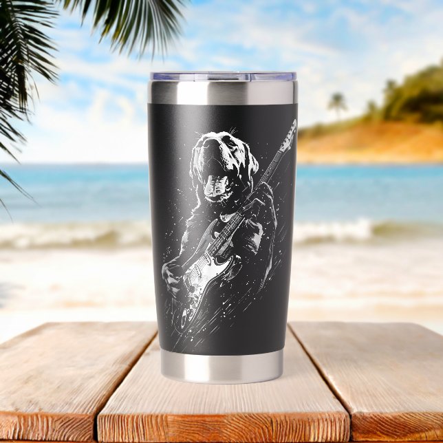 Gourde Isotherme Labrador Retriever Dog Playing Electric Guitar Roc (Plage (pivotée))