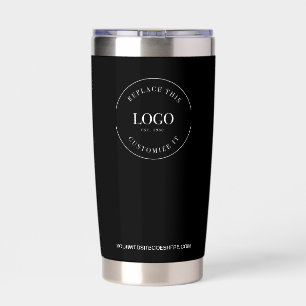 Gourde Isotherme Logo blanc simple en noir avec site web