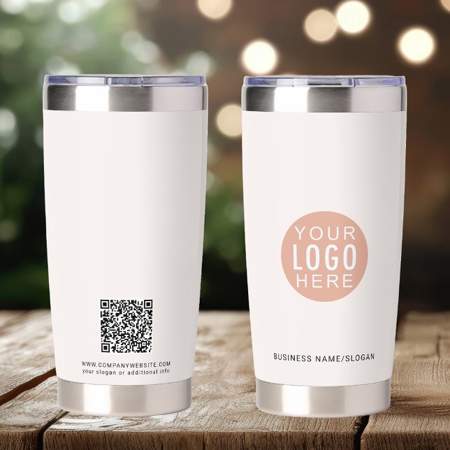Gourde Isotherme Logo d'entreprise simple Code QR et site Web (Simple Business Logo QR Code and Website Insulated Tumbler)