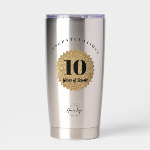 Gourde Isotherme Logo personnalisé 10 ans de service - sceau doré