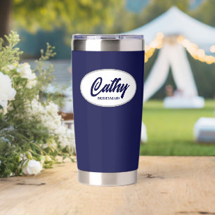 Gourde Isotherme Mariage Stylisé bleu de la Marine Bridesmaid