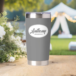 Gourde Isotherme Mariage stylisé gris foncé Groomsman