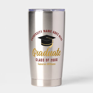Gourde Isotherme Maroon Gold Graduation 2025 Custom Graduate