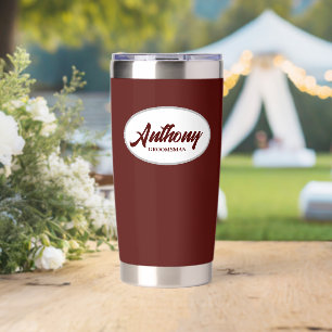 Gourde Isotherme Maroon Stylisé Mariage Groomsman