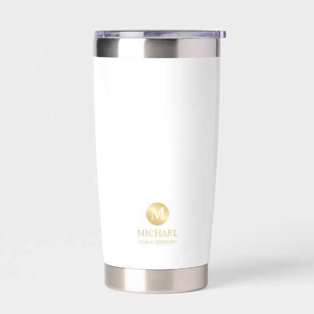 Gourde Isotherme Masculine Gold Personnalisé Groomsmen (Gauche)