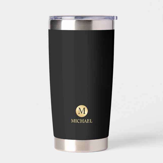 Gourde Isotherme Masculine Gold Personnalisé Monogramme et nom (Gauche)