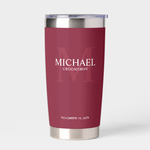 Gourde Isotherme Masculine Monogramme personnalisé et nom Groomsmen
