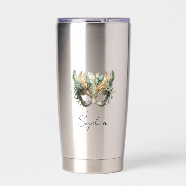 Gourde Isotherme Masque de plumes de cuivre vert (Extérieur)