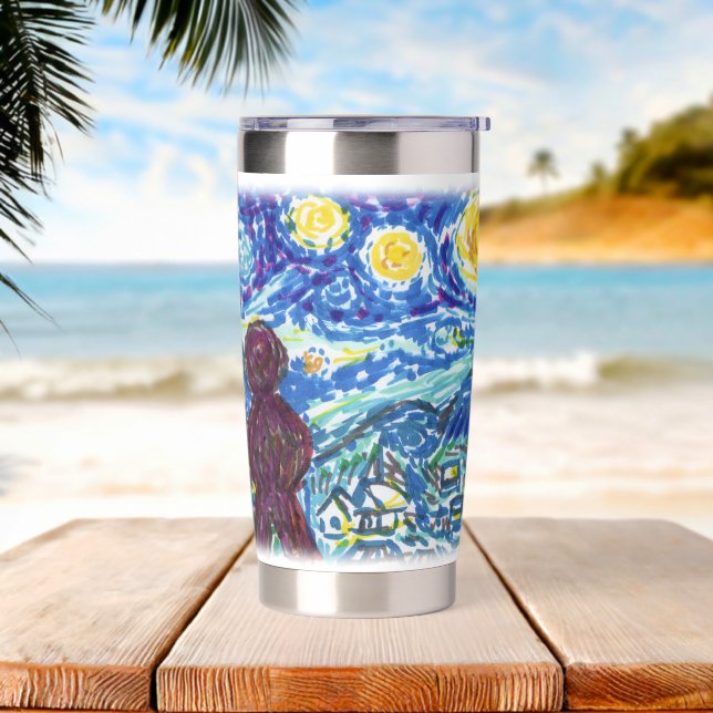 Gourde Isotherme Meeple Starry Night Board Jeu Artsy Design (Avant)