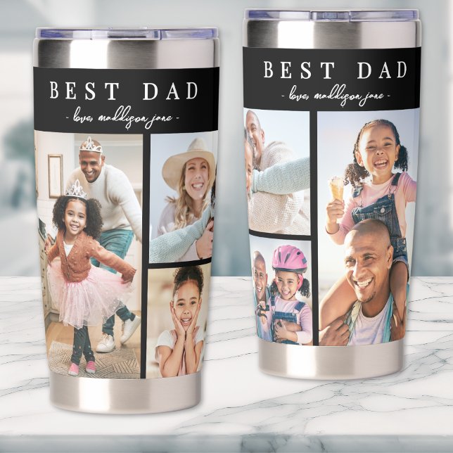 Gourde Isotherme Meilleur Papa Collage de Photos (Best Dad Photo Collage Insulated Tumbler)