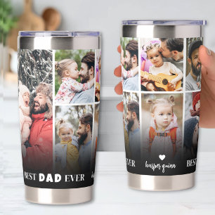Gourde Isotherme Meilleur Papa Personnalisé 8 Collage de Photos Pèr