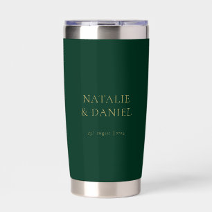 Gourde Isotherme Moderne Emerald Green et Mariage Gold Chic