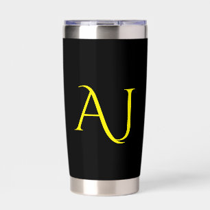 Gourde Isotherme Monogramme Attrayant Jaune Noir Minimaliste Modern