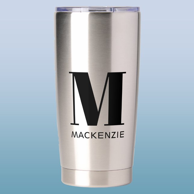 Gourde Isotherme Monogramme Nom initial Simple (Simple monogram initial name personalized insulated tumbler)