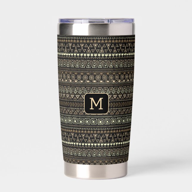 Gourde Isotherme Monogramme personnalisé mexicain / Motif aztèque (Extérieur)