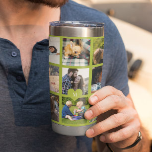 Gourde Isotherme Monogramme personnalisé moderne multi photo collag