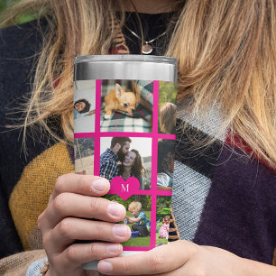 Gourde Isotherme Monogramme personnalisé moderne multi photo collag