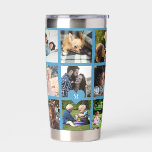 Gourde Isotherme Monogramme personnalisé moderne multi photo collag