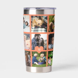 Gourde Isotherme Monogramme personnalisé moderne multi photo collag