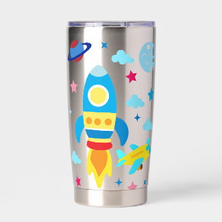 Gourde Isotherme Motif de vaisseaux spatiaux mignons fusées