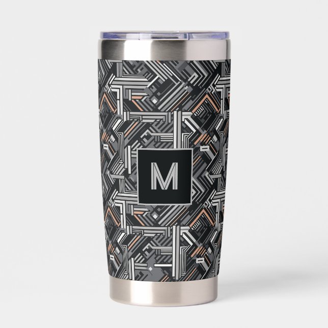 Gourde Isotherme Motif industriel Monogramme personnalisé (Extérieur)