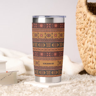 Gourde Isotherme Motif ornemental tribal de terre cuite moderne