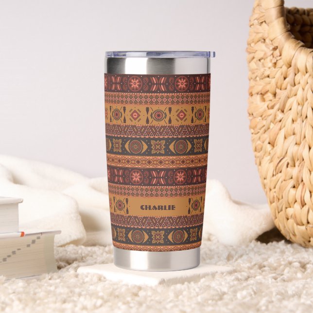 Gourde Isotherme Motif ornemental tribal de terre cuite moderne (Salon)
