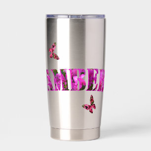 Gourde Isotherme Nom Ambre Floral Réalisé Avec Des Bougainvillées,