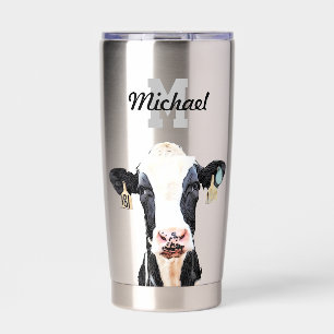 Gourde Isotherme Nom du monogramme Holstein Cow Dairy Farm Livestoc
