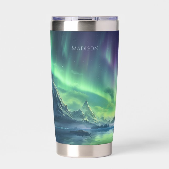 Gourde Isotherme Nom personnalisé Aurora Borealis (Extérieur)