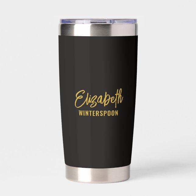 Gourde Isotherme Nom personnalisé sur corbeau noir (Extérieur)