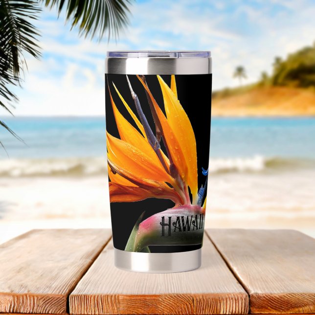 Gourde Isotherme Oiseau du Paradis Fleur Plante Hawaï (Plage (pivotée))