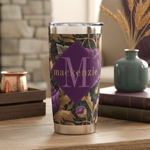 Gourde Isotherme Or Monogramme Floral William Morris Élégant