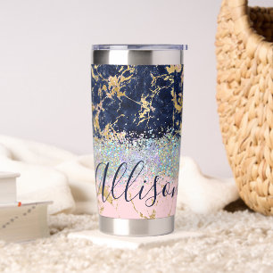 Gourde Isotherme Paillettes et marbre personnalisés  