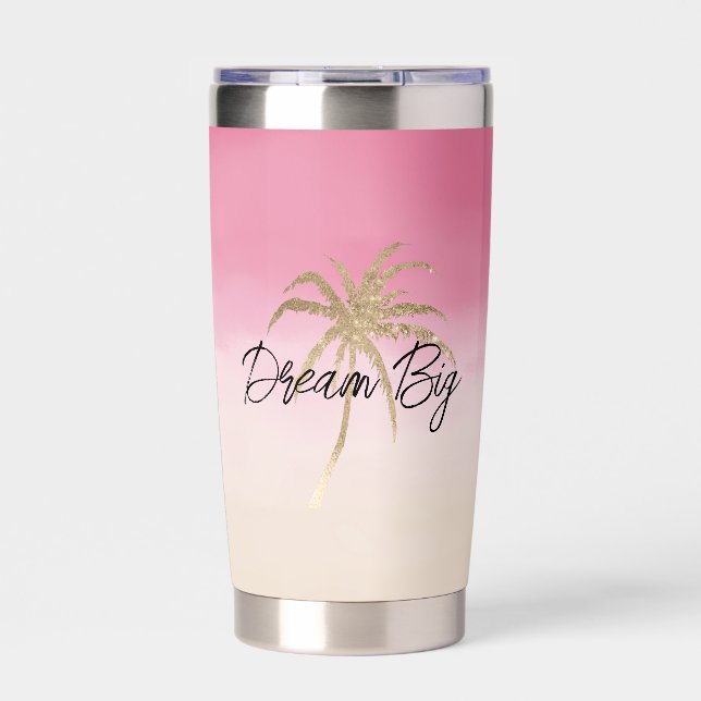 Gourde Isotherme Palmier Tropical Peach Peach Pink Gold (Extérieur)