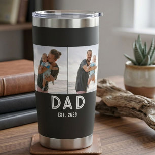 Gourde Isotherme Papa a établi un cadeau photo noir pour la fête de