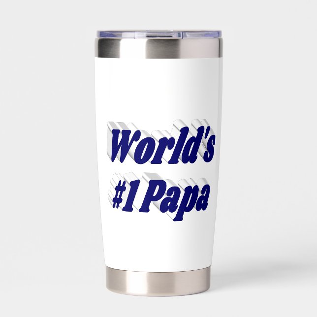 Gourde Isotherme Papa avec demi-texte bleu foncé (Extérieur)
