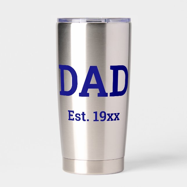 Gourde Isotherme Papa Est. modèle de texte bleu marine 19xx (Extérieur)