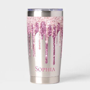 Gourde Isotherme Parties scintillant de crème glacée rose à la ment