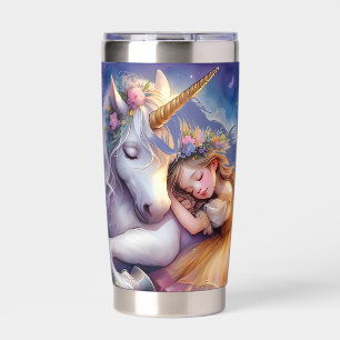 Gourde Isotherme Paysage de rêve de licorne de fille endormie