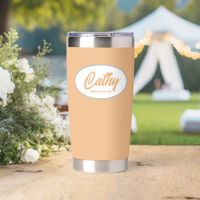 Gourde Isotherme Peach Stylisé Mariage Bridesmaid (Mariage (pivotée))