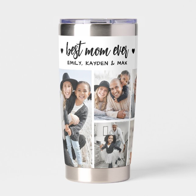 Gourde Isotherme Personalized Best Mom Photo Collage Mother (Extérieur)