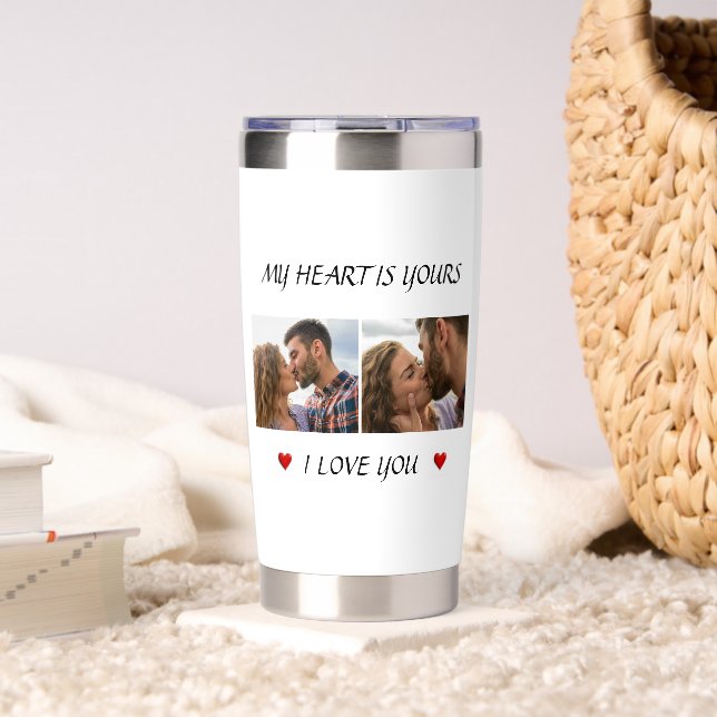 Gourde Isotherme Personalized Love Water Bottle Couple Photo Gift (Salon (pivotée))